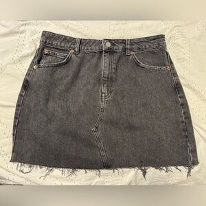 Topshop Charcoal Frayed Mini Skirt